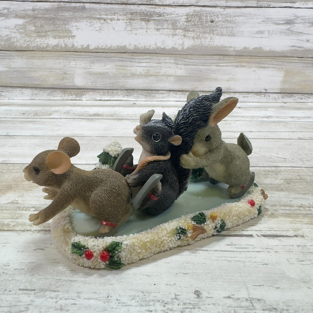 Vintage Charming Tails Figurine "Skating Party" Christmas Fitz & Floyd Mouse‎